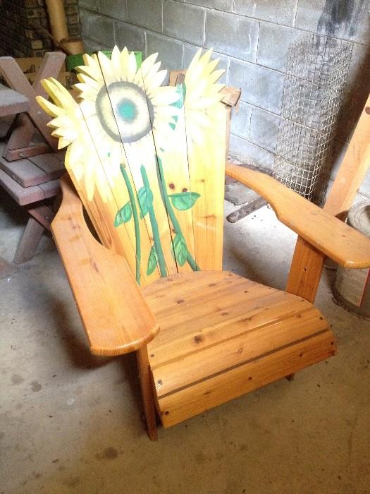 sunflower Adirondack chair