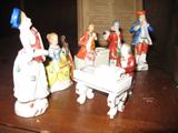 Occupied Japan Figurines (7) Piano, Piano Player, Flute Player, Mandolin Player, Cello Player, & Guitar Player.