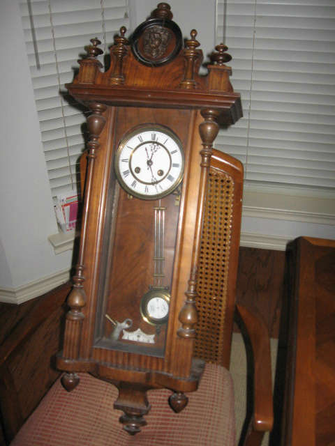 1960's German Hand Carved, Wind Up Clock, w/Pendulum. 38' Tall