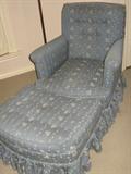 Blue Chair w/Matching Ottoman