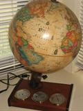 Lighted world Globe w/Temperature, Barometer & Atmosphere Gauges