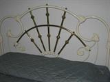 Queen Size White Painted Iron & Brass Headboard