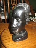 From Africa Hand Carved Ebony Wood Bust of Man. 1965 Ashanti Tribe from the Ivory Coast.