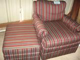 Striped Chair w/ Matching Ottoman