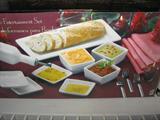 9 pc (in box) Ceramic Entertainment Set. 1 bread tray, 1 oil bottle & 7 dipping trays
