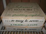 2 Informal (in box) Snack Set Crystal. 4 Trays & 4 Cups in Each Box