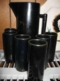 'Dryden Pottery' Pitcher & 6 Matching Glasses in Limited Black