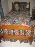 Two twin rock maple beds with mattresses