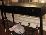 Federal style mahogany wood secretary/desk with two doors. 60 inches long, 35 inches tall, 22 inches deep.