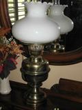 One of two copper electric oil lamps