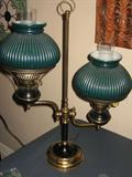 Duel desk lamp with green shades