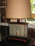 one of two faux slate lamps