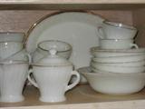 rare antique white with gold rim Fire King dishes