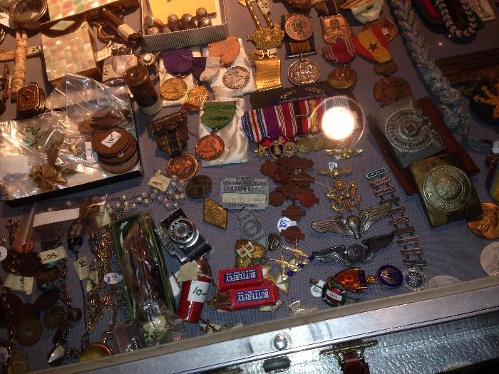 Vintage military medals, ribbons, sweetheart jewelry,and more!