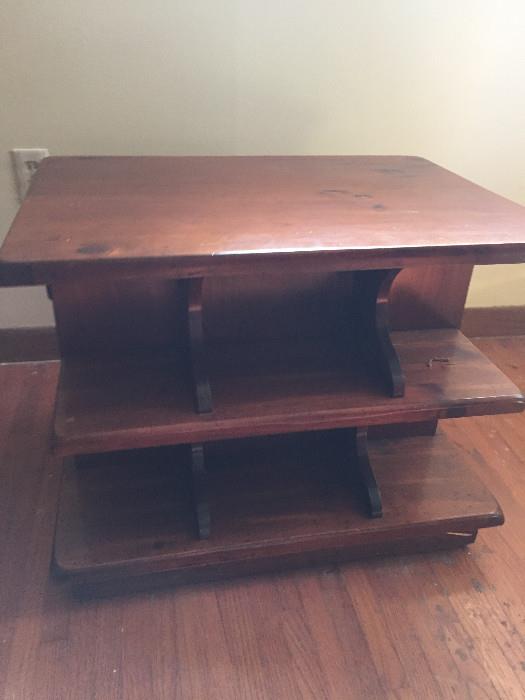 wood end table with shelves