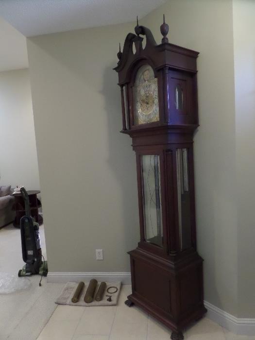 1920's 9 tube (German) movements grandfather clock  - the clock looks like the maker is Herschede although the movement is stamped German - all original 