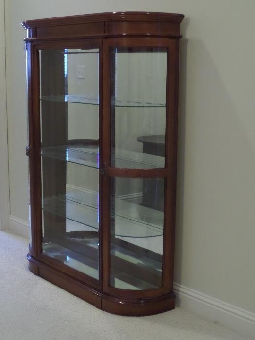 curio cabinet - bubble glass - 62" tall and 46" wide plus light