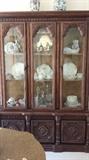 China Cabinet, Royal Doulton China, LLadro Statues and 1847 Rogers Brothers Silver