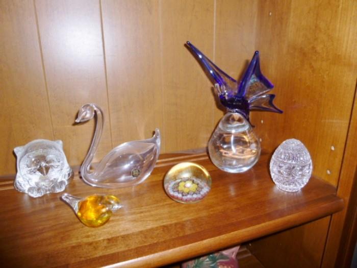 Many signed high end glassware, fine china, & crystal pieces.