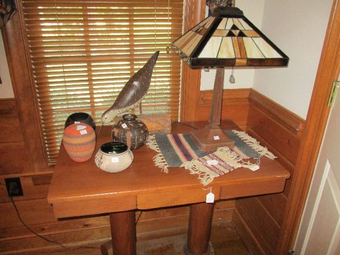          TIFFANY STYLE LAMPS AND POTTERY