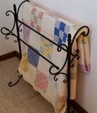 9 patch quilt and quilt rack