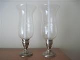 sterling & etched hurricane lamps