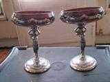 Unusual Deco silver based goblets with nude figure