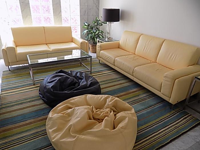 NATUZZI LEATHER SOFAS and BEAN BAGS