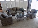 SHERRILL SOFA, TWO EASY CHAIRS and COCKTAIL TABLE in master bedroom