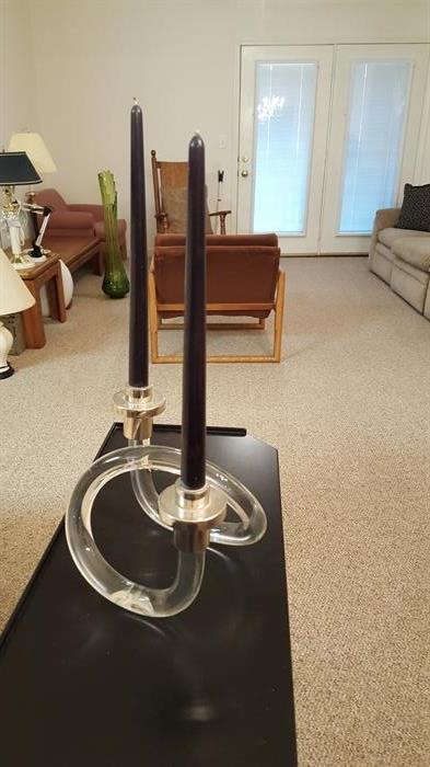 Unique, blown glass, candlestick