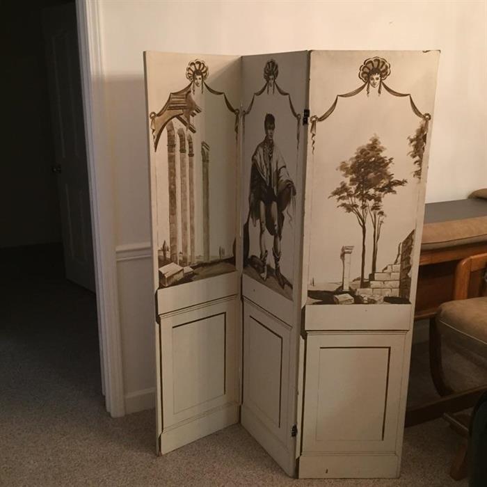 Mid century, hand painted panels, in good condition. 