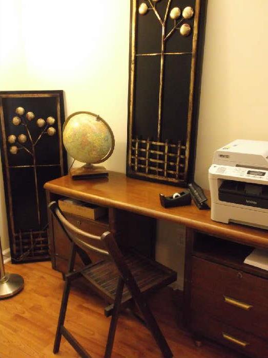 Desk from old Houston-Love Memorial Library and lighted world globe