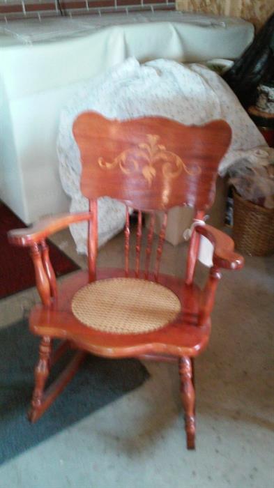 Antique rocker with inlay