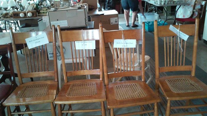 Bird's Eye Maple Chairs with Cane Seats