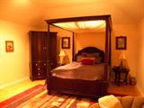 Sheraton style mahogany queen size canopy bed, armoire, nighstand