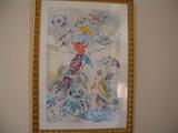 Chagall style original lithograph by Cobelle