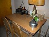 40/50's tile top table with 6 wood kitchen chairs