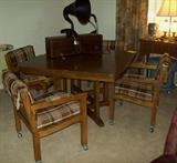 Vintage table and chairs - would work great as a game table or as a dining table (comes with a leaf).