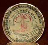 Inside label of pocket watch.