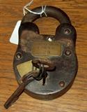 Central Union & Pacific railroad lock with keys.