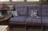 Pair wood & cushion sofas