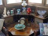 Corner table, knick-knacks