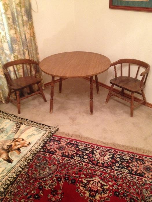 Childs table and chair set, nice red area rug - traditional style