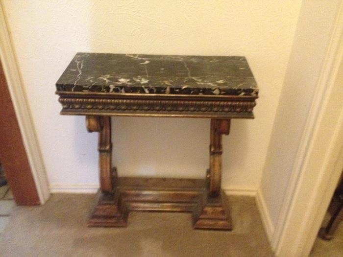 Marble top gold finish occasional table