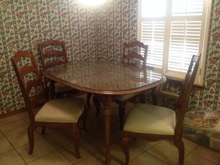 Glass top dining table and set of 4 chairs