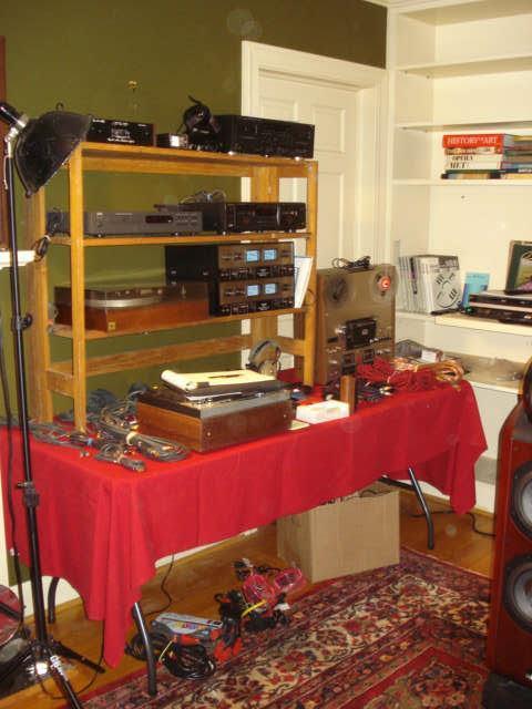 Dolby noise reduction units, reel-to -reel tape recorder, AR    turntable, high end wires
