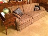 Vintage Colonial American End Table and vintage sofa