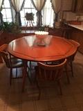 Vintage American Colonial style breakfast table and four matching chairs