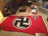 Large WWII era German Nazi  Reich Service Flag brought back by an American Veteran after the war.      
