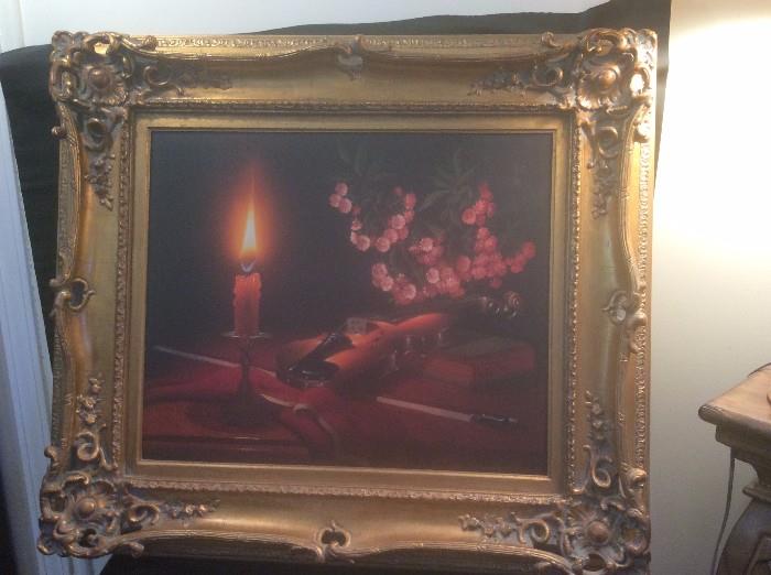 Signed oil on canvas  36x32, in a beautiful gilt framed